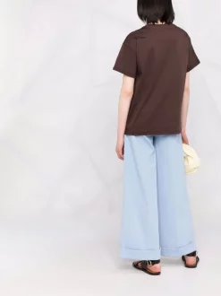 ( Nouvelle Collection ) 12 STOREEZ Bitter Chocolate T-shirt En Coton à Col Rond Femme -12 STOREEZ Soldes Magasin 17973272 38572566 600