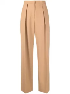 ( Nouvelle Collection ) 12 STOREEZ BEIGE Pantalon Plissé à Taille Haute Femme