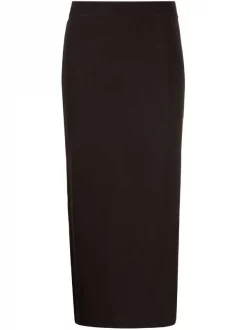 ( Nouvelle Collection ) 12 STOREEZ Jupe Mi-longue En Maille Bitter Chocolate