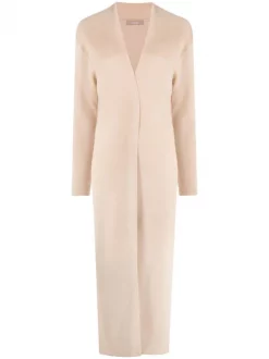 ( Nouvelle Collection ) 12 STOREEZ Light-beige Cardigan Long En Laine Mérinos Mélangée Femme