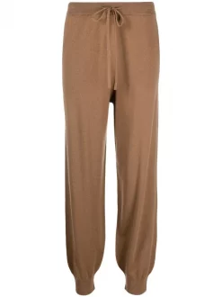 ( Nouvelle Collection ) 12 STOREEZ DARK CAMEL Pantalon De Jogging En Laine Mérinos Femme