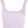 ( Nouvelle Collection ) 12 STOREEZ Haut Crop En Maille Nervurée LIGHT LILAC