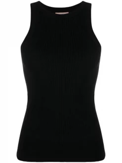 ( Nouvelle Collection ) 12 STOREEZ Débardeur En Maille Nervurée BLACK