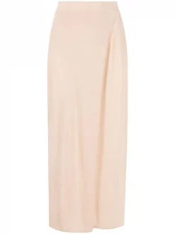 ( Nouvelle Collection ) 12 STOREEZ Light-beige Jupe Mi-longue Portefeuille En Soie Mélangée Femme