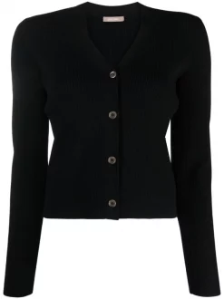 ( Nouvelle Collection ) 12 STOREEZ Cardigan Nervuré à Col V BLACK