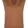 ( Nouvelle Collection ) 12 STOREEZ DARK CAMEL Débardeur En Laine Mérinos Mélangée Femme
