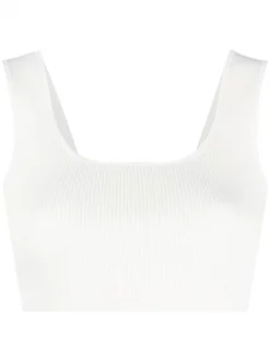 ( Nouvelle Collection ) 12 STOREEZ Haut Crop En Maille Nervurée Milk