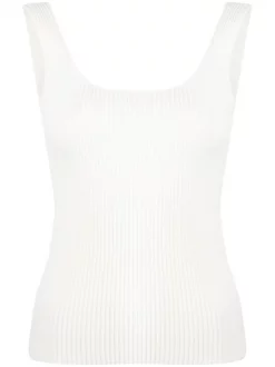 ( Nouvelle Collection ) 12 STOREEZ Débardeur En Maille Nervurée Milk