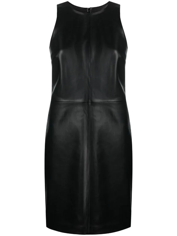 ( Nouvelle Collection ) 12 STOREEZ Robe Courte En Cuir à Design Sans Manches BLACK 1 ( Nouvelle Collection ) 12 STOREEZ Robe Courte En Cuir à Design Sans Manches BLACK