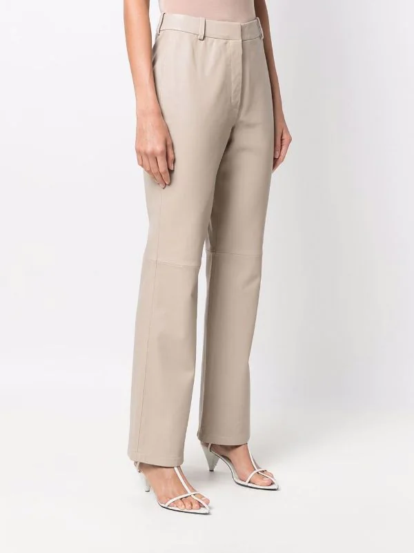 ( Nouvelle Collection ) 12 STOREEZ Pantalon Droit En Cuir LIGHT BEIGE 3 ( Nouvelle Collection ) 12 STOREEZ Pantalon Droit En Cuir LIGHT BEIGE – Image 3