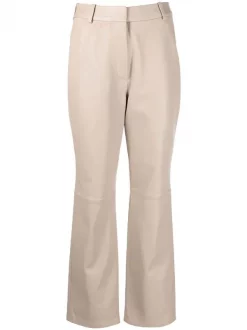 ( Nouvelle Collection ) 12 STOREEZ Pantalon Droit En Cuir LIGHT BEIGE