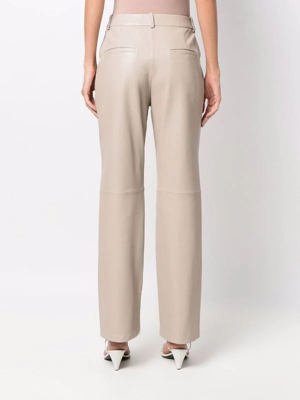( Nouvelle Collection ) 12 STOREEZ Pantalon Droit En Cuir LIGHT BEIGE 4 ( Nouvelle Collection ) 12 STOREEZ Pantalon Droit En Cuir LIGHT BEIGE – Image 4