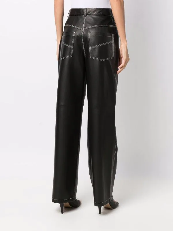 ( Nouvelle Collection ) 12 STOREEZ Pantalon Droit En Cuir Femme 4 ( Nouvelle Collection ) 12 STOREEZ Pantalon Droit En Cuir Femme – Image 4