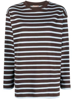 ( Nouvelle Collection ) 12 STOREEZ T-shirt Rayé à Manches Longues Femme