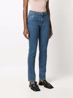 ( Nouvelle Collection ) 12 STOREEZ Jean Slim à Taille Mi-haute DENIM DARK BLUE -12 STOREEZ Soldes Magasin 18051185 38557072 600