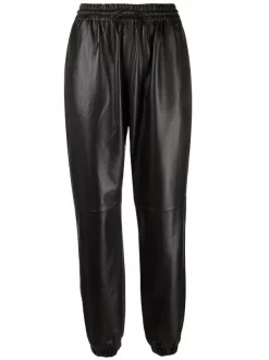 ( Nouvelle Collection ) 12 STOREEZ BROWN Pantalon De Jogging Fuselé En Cuir Femme