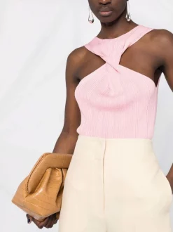 ( Nouvelle Collection ) 12 STOREEZ Haut Crop à Détail Torsadé SOFT PINK -12 STOREEZ Soldes Magasin 18117771 38825941 600