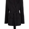 ( Nouvelle Collection ) 12 STOREEZ BLACK Blazer Croisé à Taille Ceinturée Femme