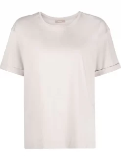 ( Nouvelle Collection ) 12 STOREEZ GREY T-shirt En Coton à Effet D'épaules Descendues Femme