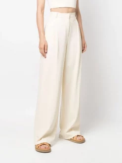 ( Nouvelle Collection ) 12 STOREEZ Pantalon Ample à Taille Haute CREAM -12 STOREEZ Soldes Magasin 18215532 39465737 600