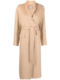 ( Nouvelle Collection ) 12 STOREEZ CAMEL Manteau Ceinturé à Col V Femme