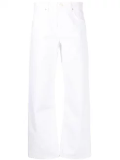 12 STOREEZ Soldes Magasin 52 ( Nouvelle Collection ) 12 STOREEZ White Pantalon Droit à Patch Logo Femme
