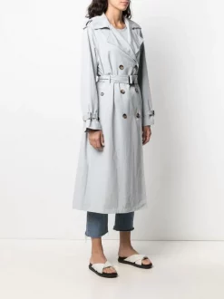 ( Nouvelle Collection ) 12 STOREEZ Trench Ceinturé à Boutonnière Croisée GREY BLUE -12 STOREEZ Soldes Magasin 18434384 39515361 600